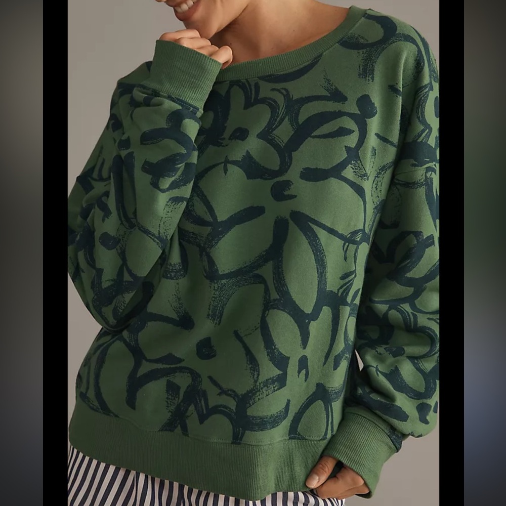 Anthropology Maeve Green Patterned Top